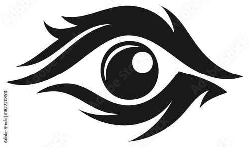 Stylized abstract tribal eye symbol vector graphic logo illustration