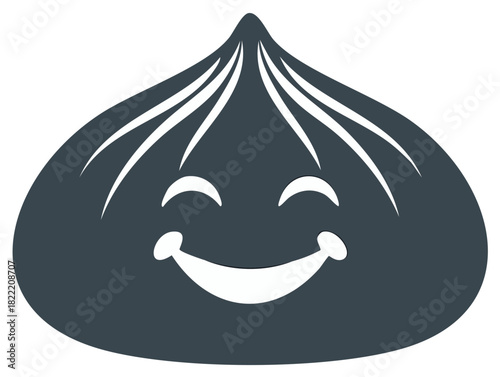 Cartoon dumpling character with a happy face