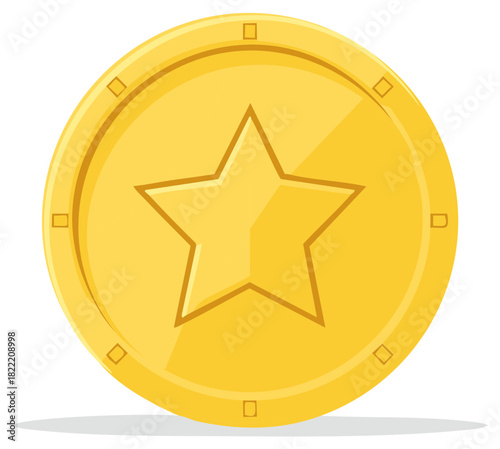 Golden Coin with a Star Emblem Gleaming Brightly