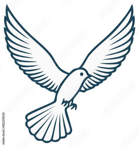 Dove illustration with spread wings for peace and freedom concepts