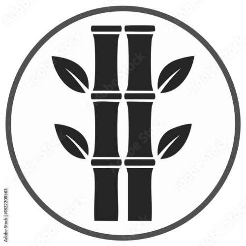 Bamboo plant illustration in a circle