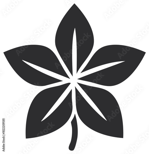 Stylized five lobed palmate leaf silhouette vector graphic illustration for natural design elements