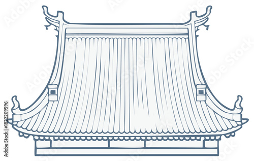 Traditional Asian architectural element. Roof detail of a temple or pavilion.