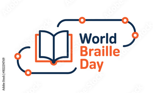 World Braille Day is celebrated with an open book and dots symbolizing braille.