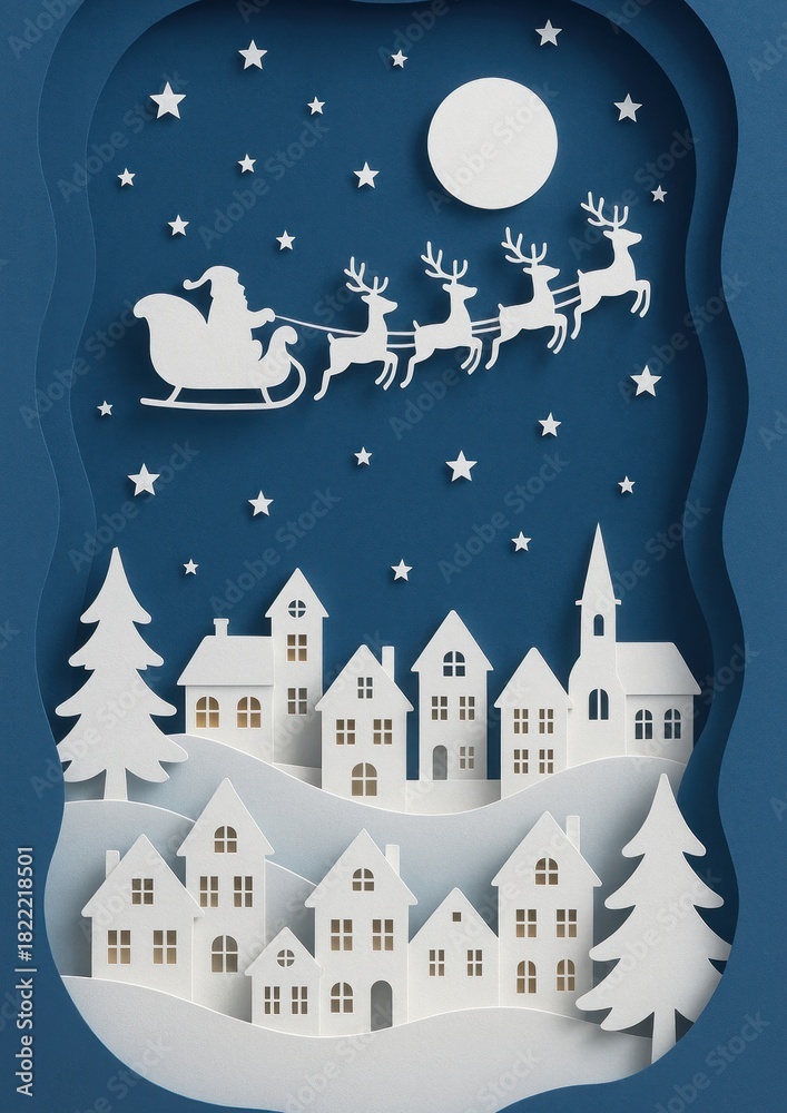 Naklejka premium Festive night paper cut design.