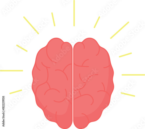 Shining brain icon. Smart mind color symbol