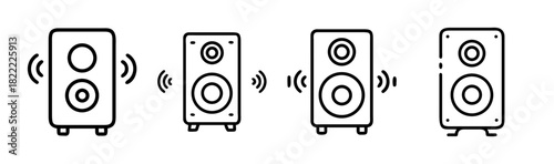 Sound speaker icon collection set in line style
