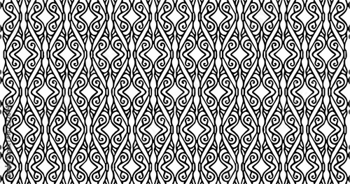 Repeating geometric pattern with elongated diamond-shaped outlines in bold black and white symmetry.