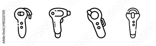Medical infrared thermometer device icon set