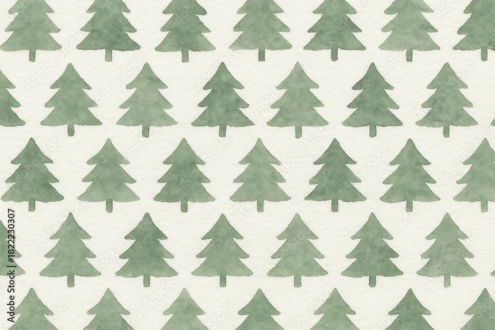 Obraz premium Watercolor evergreen tree pattern.