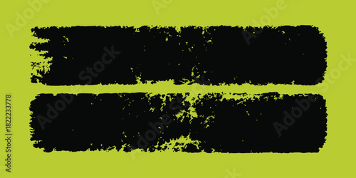 Two black textured horizontal rectangles on a light green background with uneven and rough edges