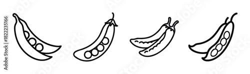 Vector illustration of fresh green snap peas pods vegetable icon