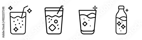 Refreshing sparkling water bubbles vector icon illustration