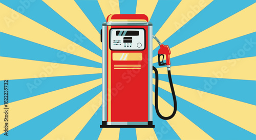 Vector illustration of a red gas pistol with gasoline dispenser pumps. SVG version.