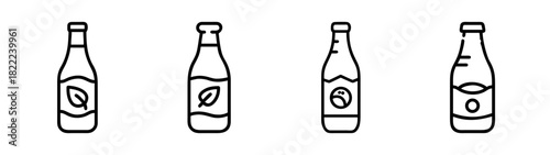 Vector illustration of a kombucha bottle with leaf detail svg