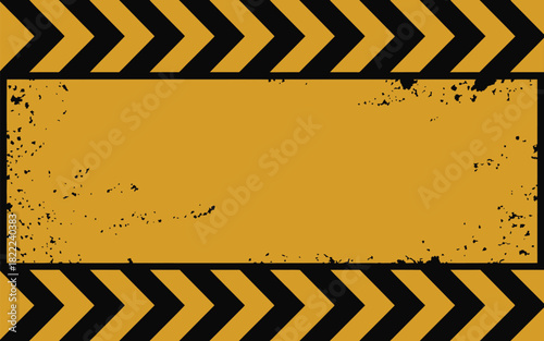 A yellow background with black chevrons at the top and bottom and a textured yellow rectangle center