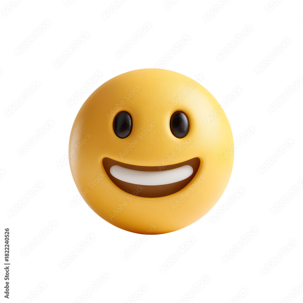 Fototapeta premium 3D Smiling Happy Emoji Face Icon isolated on transparent background