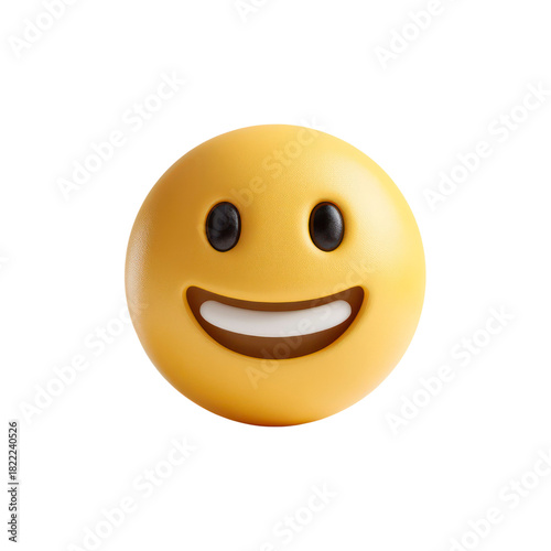 3D Smiling Happy Emoji Face Icon isolated on transparent background