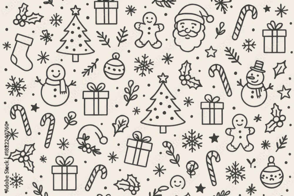 Obraz premium Festive seamless Christmas pattern background