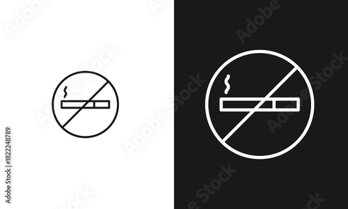 No Smoking Sign Icon with Cigarette and Prohibition Symbol for Public Health Warnings and Non-Smoking Areas