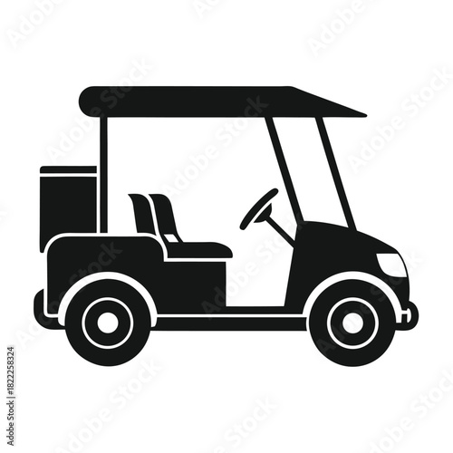 A simplified black buggy icon offers a solid view of transportation and leisure