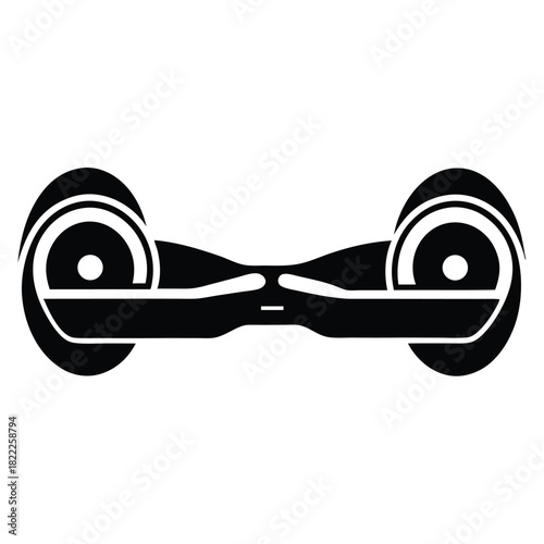 A sleek black hoverboard is shown, ready for a modern and efficient ride