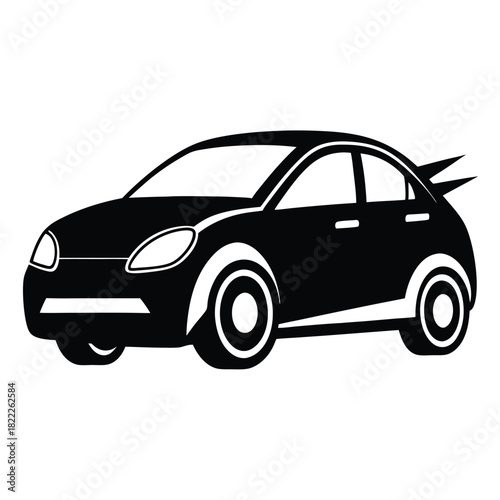 Black and white car has a unique style with a sporty design