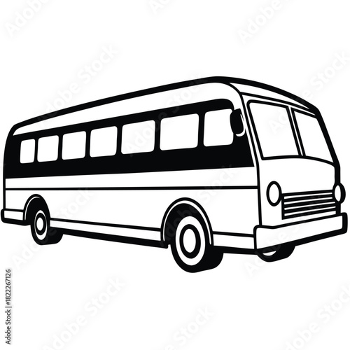 Black outline reveals an isolated bus with distinct windows and bold white panels