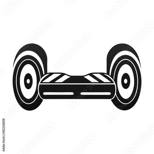 Black personal mobility device balances with dual wheels for individual transport technology