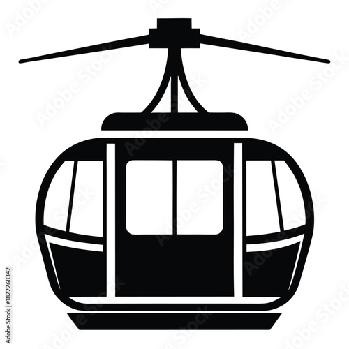 Black shows an isolated cable car on a solid white backdrop beautifully