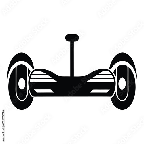 Black silhouette presents a twowheeled selfbalancing hoverboard for personal transportation