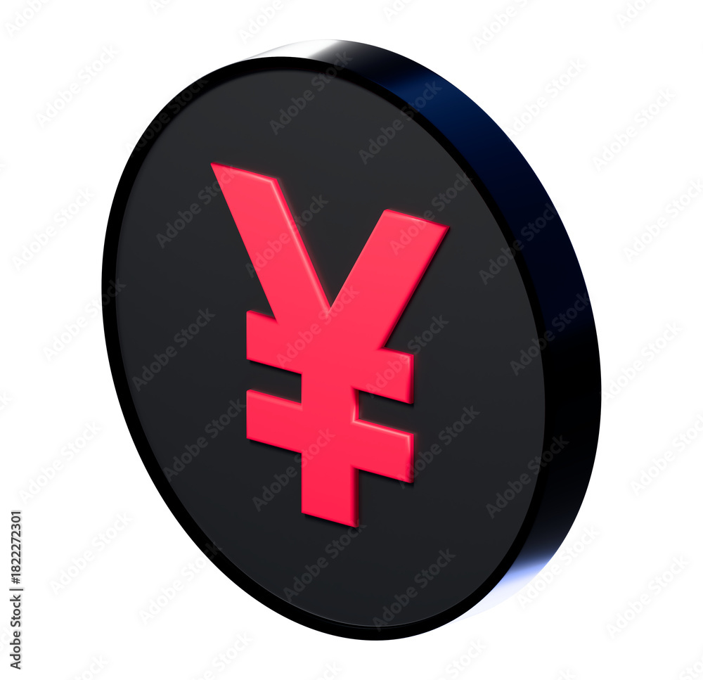 Obraz premium Dramatic pink Yen symbol on a dark coin showcasing global finance and investment opportunities, perfect for modern business and economic content, financial success