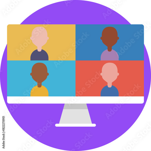 A digital screen with a video camera symbol, representing online face-to-face communication.