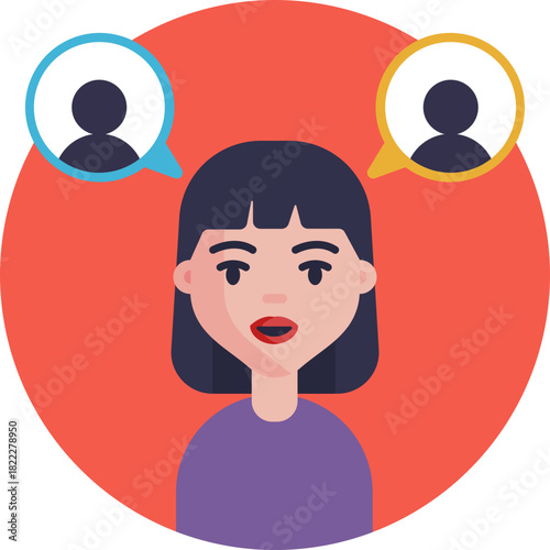 Represents exchanging information through speech, text, or digital channels.