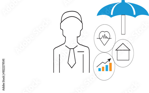 Outline icon set for insurance and finance concept
