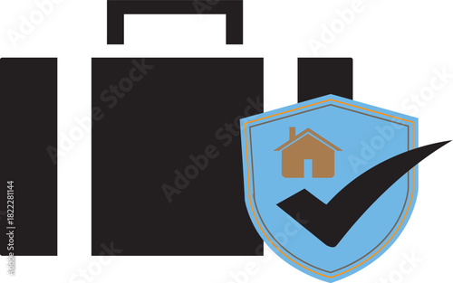 Home insurance protection concept with briefcase icon
