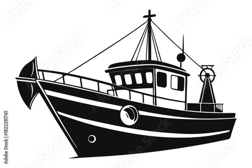 Monochrome vessel reveals a nautical journey with maritime structure and rigging details