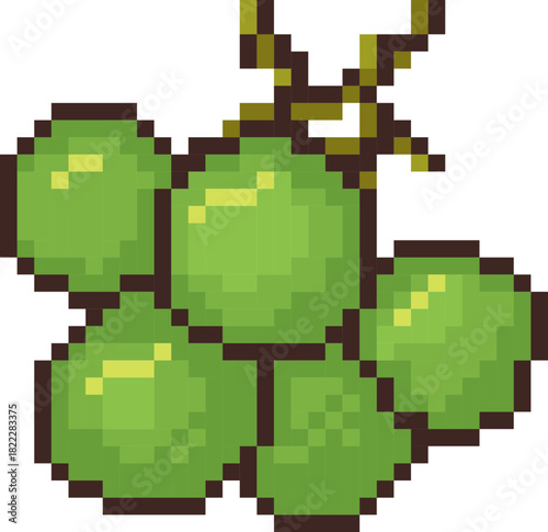 Coconut husks isolate pixel illustration design