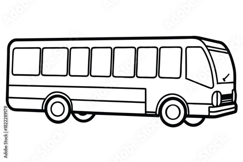 Simple bus outline illustration shows a vehicle with multiple windows on a plain background