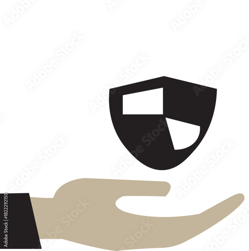 Free Download Hand holding a shield icon for security concept isolated on white background - GFXLoad
