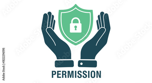 Hands protecting a shield with a padlock symbolizing security and data protection