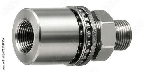 Rotary hydraulic swivel joint with sealed bearings for smooth movement.