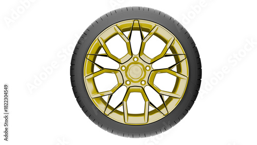 A car wheel mockup with a beautiful modern rim. A car wheel. A template for advertising cars and car wheels.