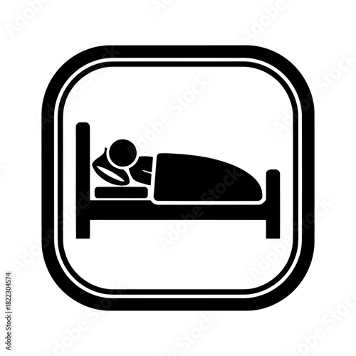 Person sleeping peacefully in bed inside hotel room, resting comfortably after long day of travel, conveying relaxation and tranquility.