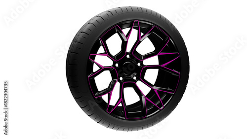 A car wheel mockup with a beautiful modern rim. A car wheel. A template for advertising cars and car wheels.