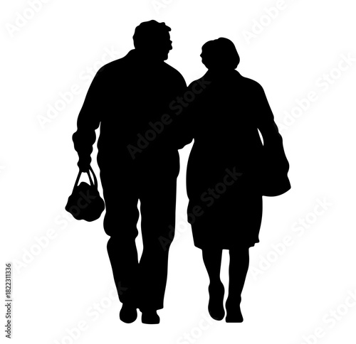 Charming senior couple in silhouette walking together, a timeless symbol of companionship and enduring love, perfect for health, lifestyle, and family-focused campaigns