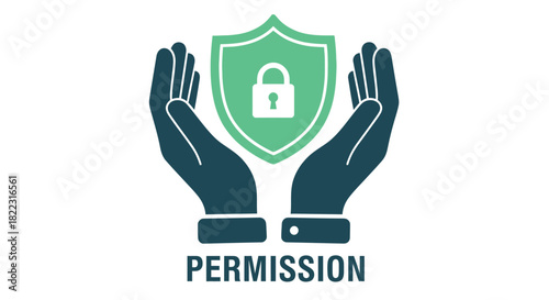 Hands protecting a shield with a padlock symbolizing security and data protection