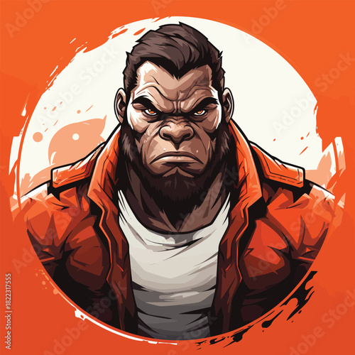 Gorilla Mascot wearing Jacket, Urban Ape Character Design, Esports Logo Vector Illustration