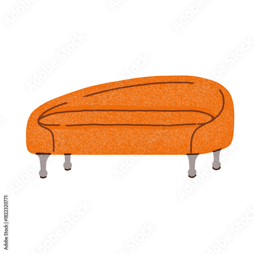 Stylish orange ottoman with sleek silver legs, perfect for adding a touch of modern flair to any living space, instantly elevates your home decor with comfort