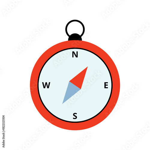 Find your way with a vibrant compass illustration, perfect for travel blogs, maps, adventure guides, and directional signage, pointing north and south with ease
